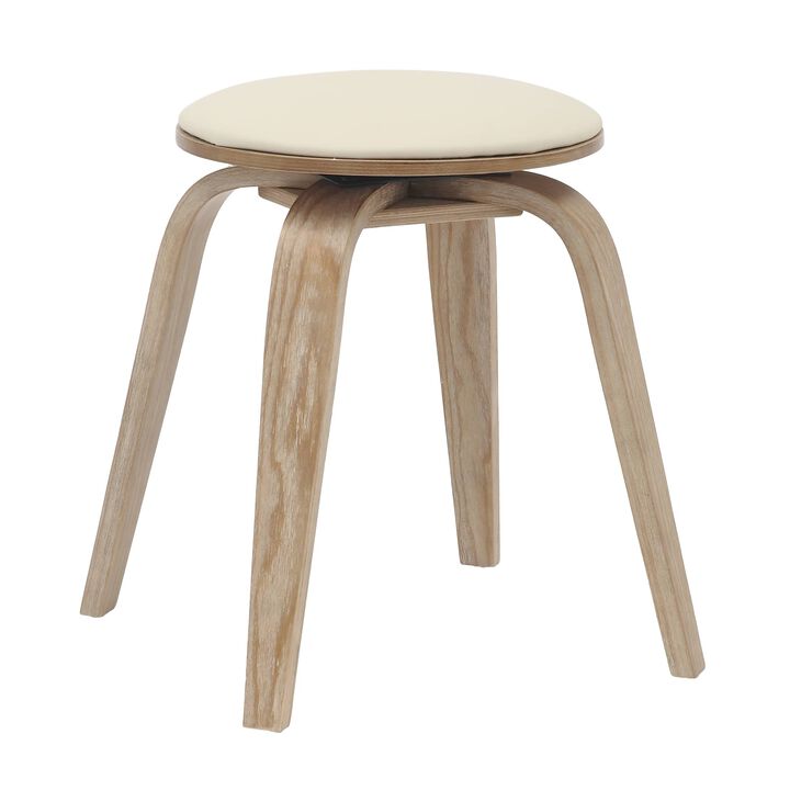 LeisureMod Pelya Mordern Wooden Dining Stool in Brown