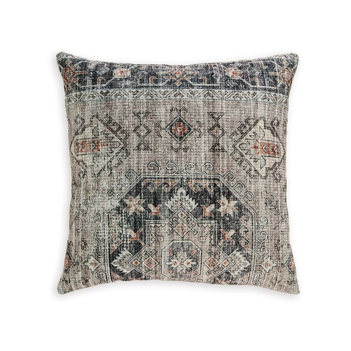 Throw Pillow Set of 4, 20 Inch, Polyester, Medallion Print, Brown, Gray -