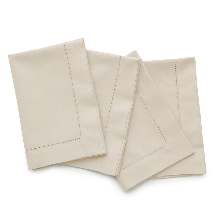 Solino Home Cotton Linen Hemstitch Dinner Napkins 20 x 20 Inch Set of 4