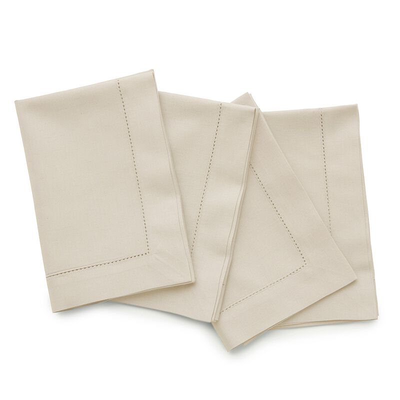 Solino Home Cotton Linen Hemstitch Dinner Napkins 20 x 20 Inch Set of 4