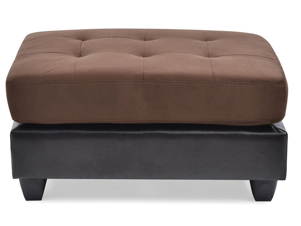 Pounder Chocolate Faux Leather Upholstered Ottoman