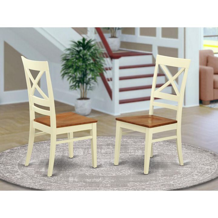 Quincy Dining Kitchen dining Chair With X-Back in Buttermilk & Cherry Finish, Set of 2