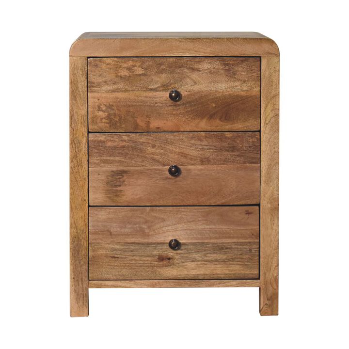 Solid Wood Oak-ish Naya 3 Drawers Nightstand Solid Wood Oak-ish Naya 3 Drawers Nightstand