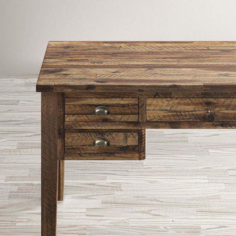 Jofran Artisan's Craft Rustic Farmhouse Distressed Acacia 5-Drawer Desk