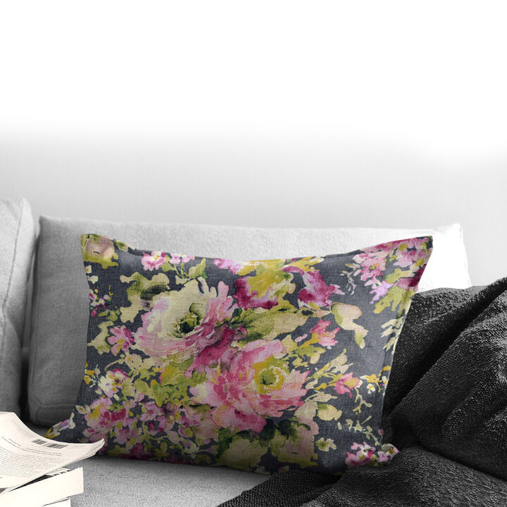 6ix Tailors Fine Linens Athena Linen Charcoal Decorative Throw Pillows