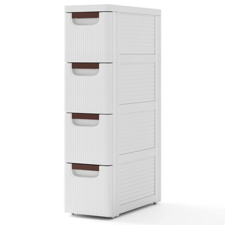 Hivvago 3/4/5/6-Drawer Rolling Organizer Unit Narrow Storage Cabinet with Built-In Wheels for Small Space
