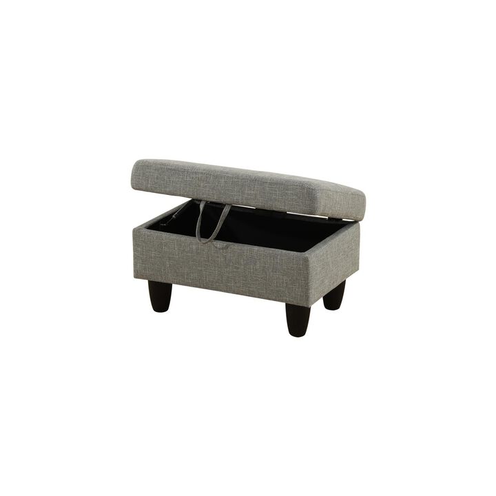 28.5 in. W Yellowish Gray Linen Rectangle Ottoman with Storage