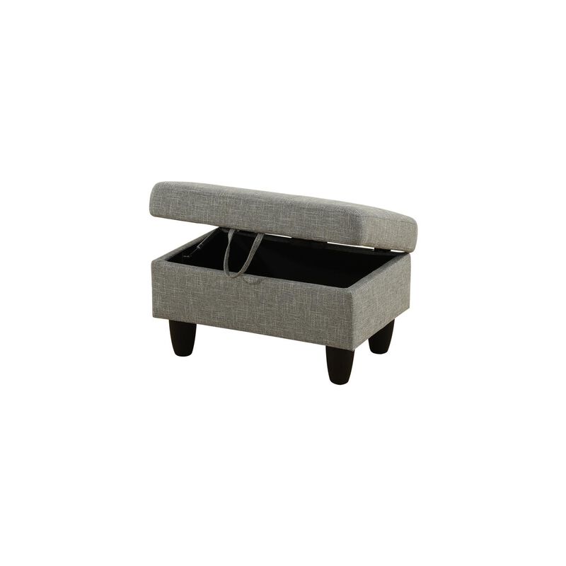 28.5 in. W Yellowish Gray Linen Rectangle Ottoman with Storage