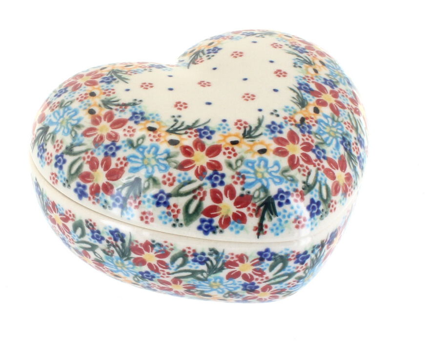 Blue Rose Polish Pottery Alyssa Large Heart Box