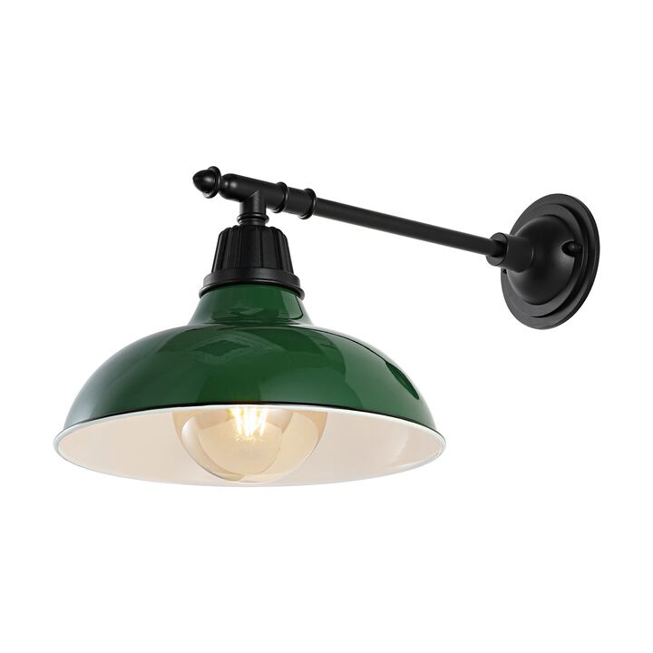 Wallace Farmhouse Industrial Indoor/Outdoor Iron LED Victorian Arm Outdoor Sconce