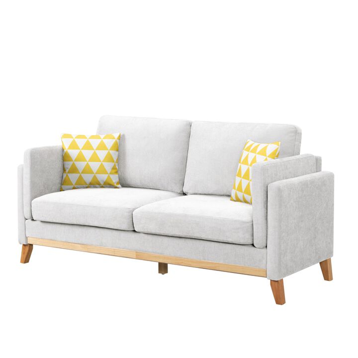 72.4 in. W Square Arm Chenille Modern Straight Sofa with Pillows