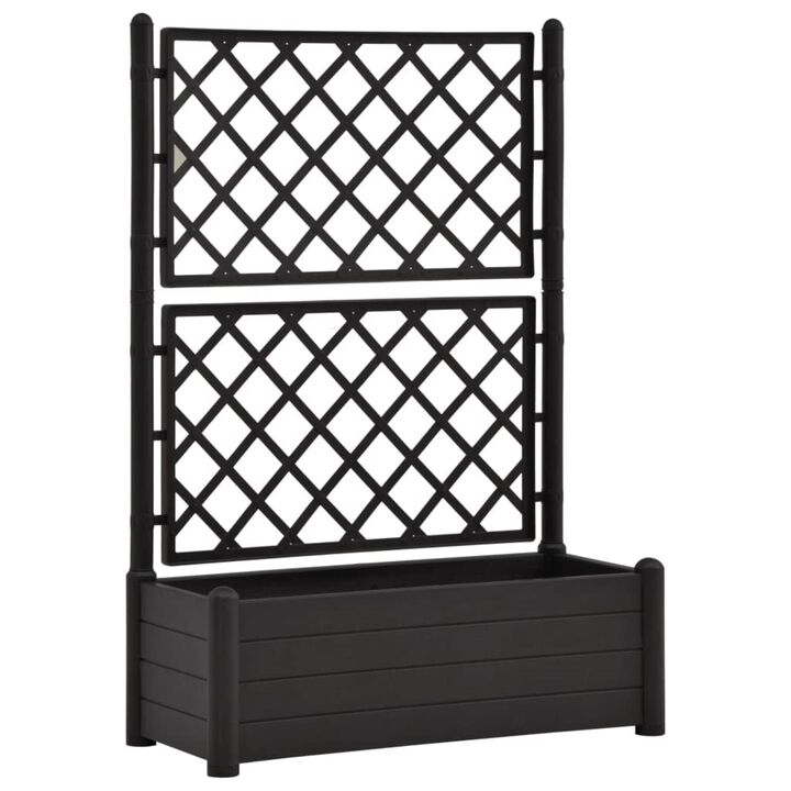 vidaXL Garden Planter with Trellis 39.4x16.9x55.9 PP Anthracite