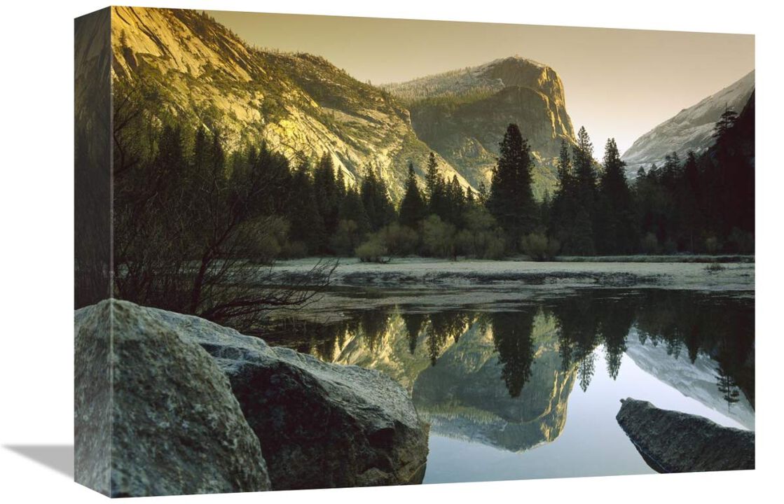 Mt Watkins reflected in Mirror Lake, Yosemite National Park, California-Canvas Art-16x12