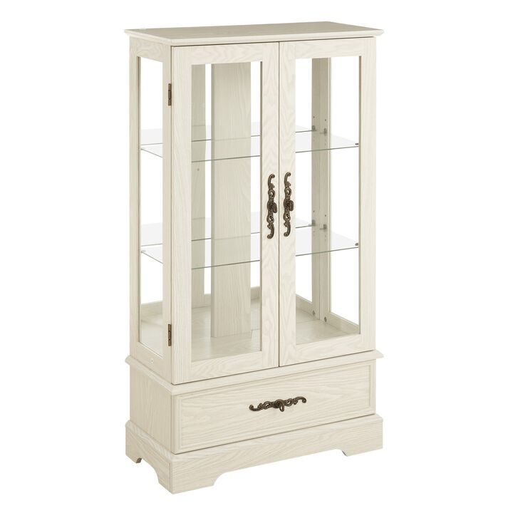 25.98 in. Display Cabinet with 1 Drawer and 2 Glass Doors