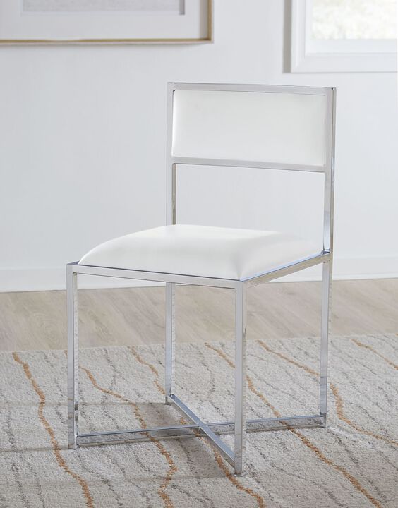 Modus Furniture International|Modus Direct Ship|Amalfi X Base Chair - Wht/chrm|Dining Leather Sc