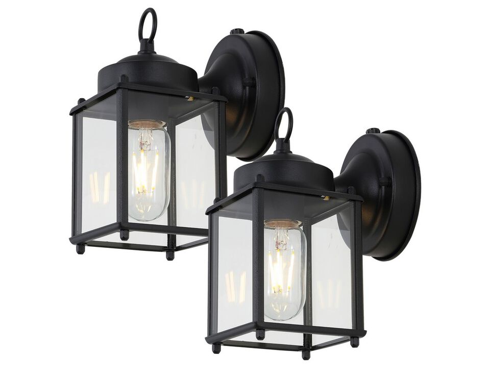 Boston 1-Light Farmhouse Industrial Iron/Glass Outdoor LED Sconce