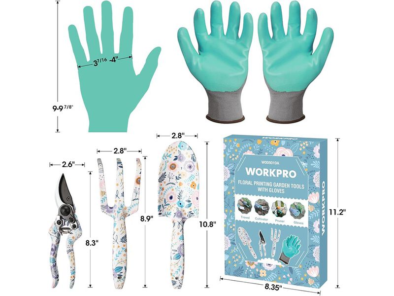 WORKPRO Aluminum Garden Tool Set, 4PCS Heavy Duty Hand Garden Tools with Box