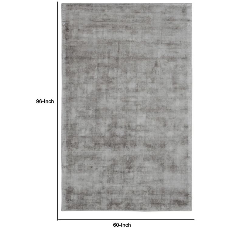 Arlo 5 x 8 Area Rug, Dove Gray Soft Viscose, Handcrafted, Non Reversible  - Benzara