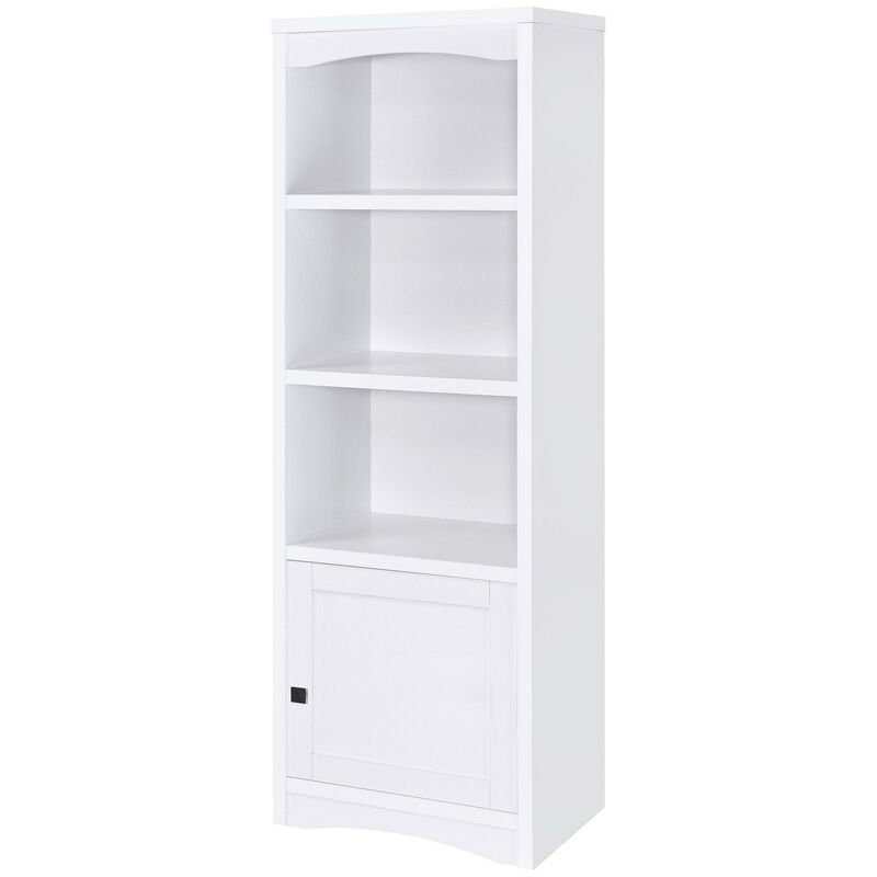 Donna Media Tower Pier Cabinet, Adjustable Shelves, White Wood 71 Inch - Benzara