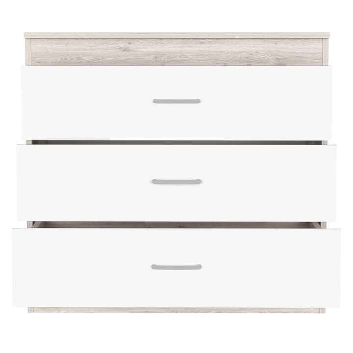 DEPOT E-SHOP Zurich Three Drawers Dresser, Metal Hardware, Superior Top