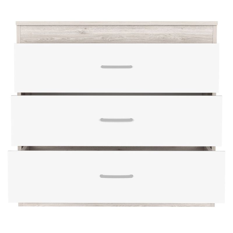 DEPOT E-SHOP Zurich Three Drawers Dresser, Metal Hardware, Superior Top