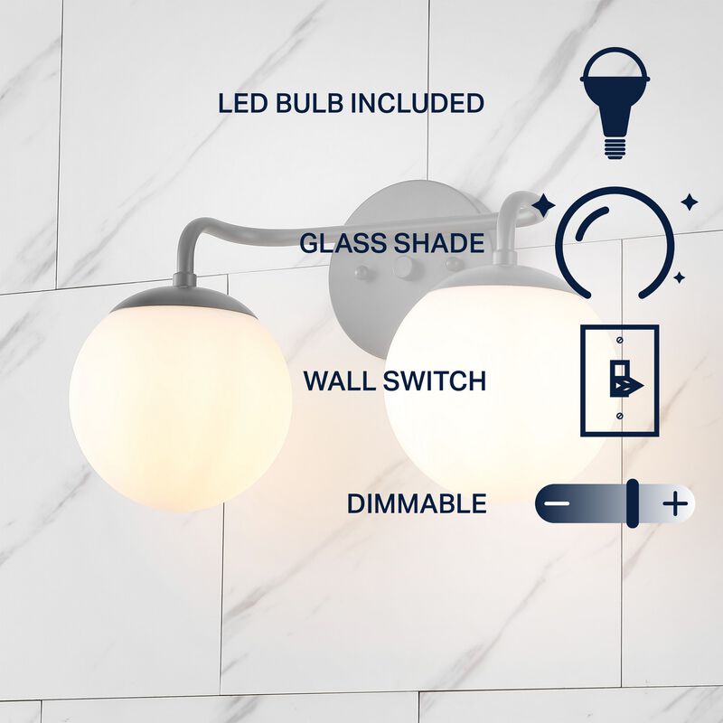 Louis Parisian Globe Metalfrosted Glass Modern Contemporary LED Vanity