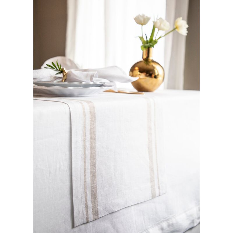 Solino Home 100% Pure Linen Table Runner | French Stripe