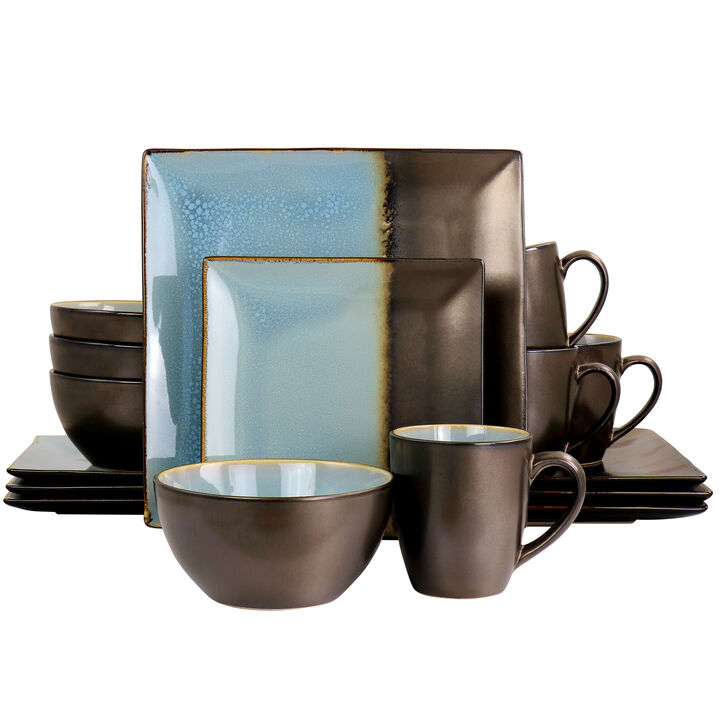 Gibson Elite Kaidence 16 Piece Square Stoneware Dinnerware Set in Bronze