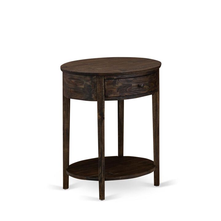 Small End Table with 1 Wood Drawer, Stable and Sturdy Constructed - Distressed Jacobean Finish