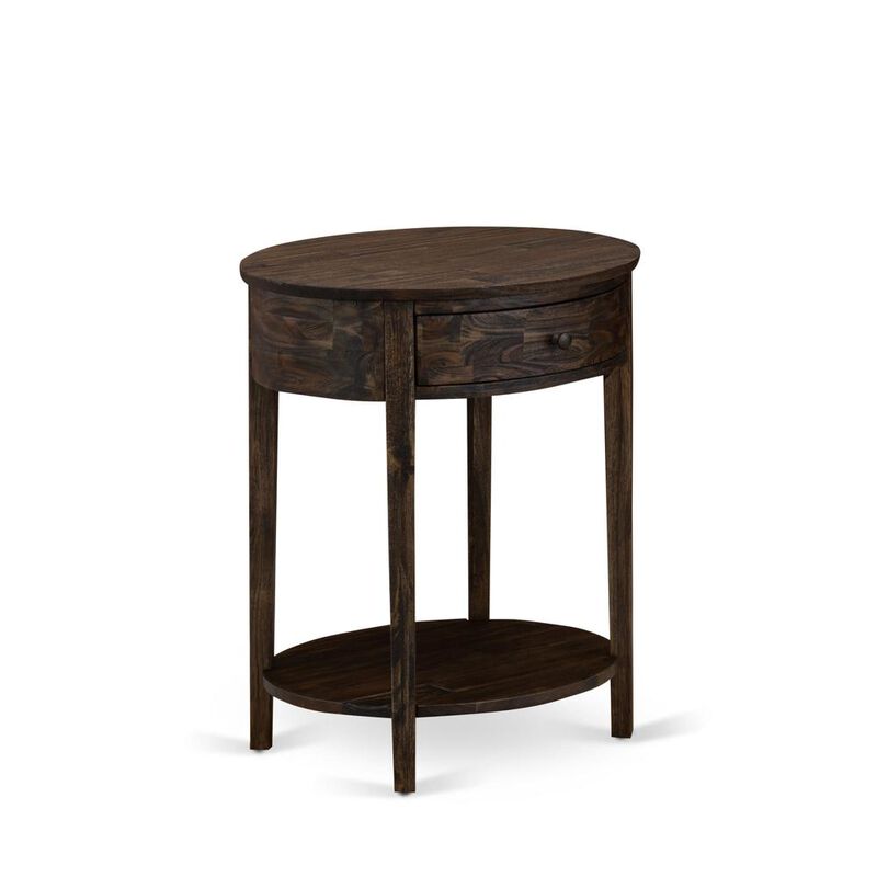 Small End Table with 1 Wood Drawer, Stable and Sturdy Constructed - Distressed Jacobean Finish