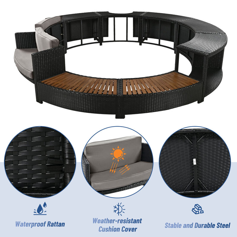 Merax Spa Frame Patio Rattan Sofa Set