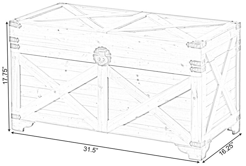 Barn Design Large Decorative Farmhouse Wooden Storage Trunk Chest