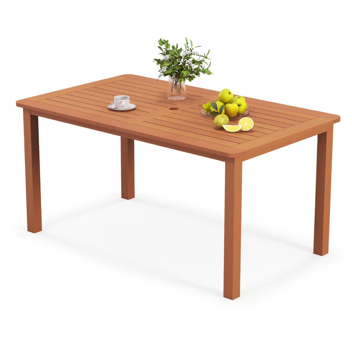 Outdoor Dining Table with Umbrella Hole for 6 People Patio & Garden Furniture