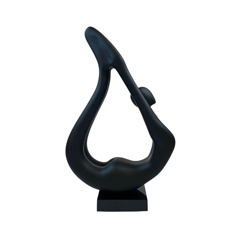 Yoga Floor Sculpture Black with Bronze Resin Handmade 59" Tall