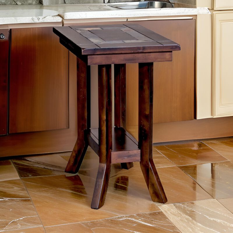 Odel Accent Chairside Table, Dark Brown Mahogany, Rectangular 25 Inch - Benzara