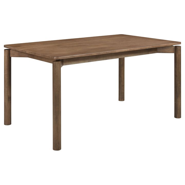 Rida Dining Table, Rich Dark Brown Hardwood, Rectangular 59 Inch Top - Benzara