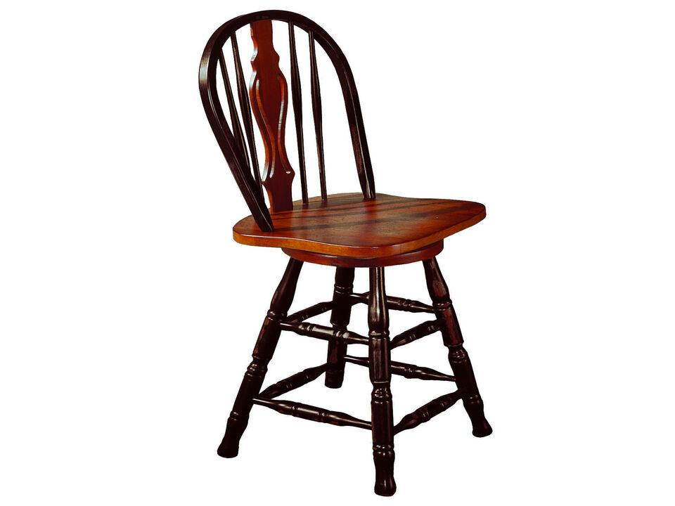 Black Cherry Selections 45 in. Distressed Antique Black with Cherry High Back Wood Frame 24 in. Bar Stool