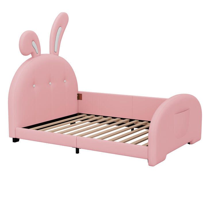 Merax PU Leather Platform Bed for Kids Childern