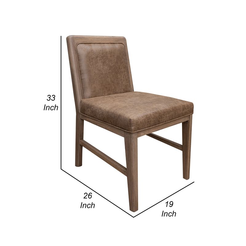 Okai Dining Side Chair Set of 2, Brown Upholstered Padded, Solid Wood
