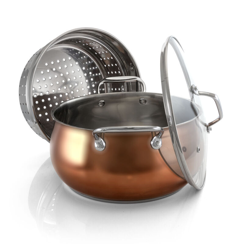 Oster Carabello 9 Piece Stainless Steel Cookware Combo Set in Copper