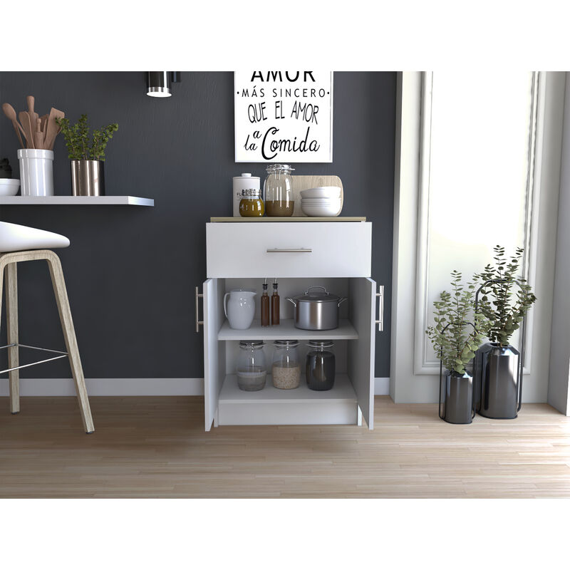 Majorca Multi Storage Pantry Cabinet, One Drawer, Two Interior Shelves - White Light Oak