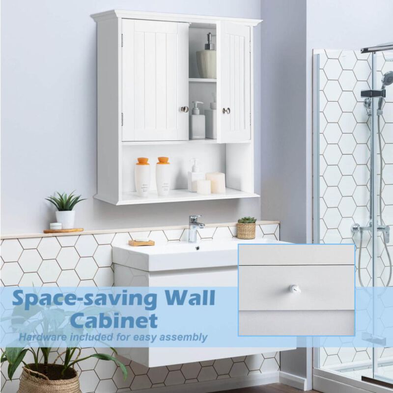 Hivvago Wall Mount Bathroom Cabinet Storage Organizer with Doors and Shelves