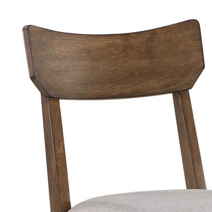 Summit 18 Inch Side Chair Set of 4, Wood Frame, Upholstery, Brown, Gray - Benzara