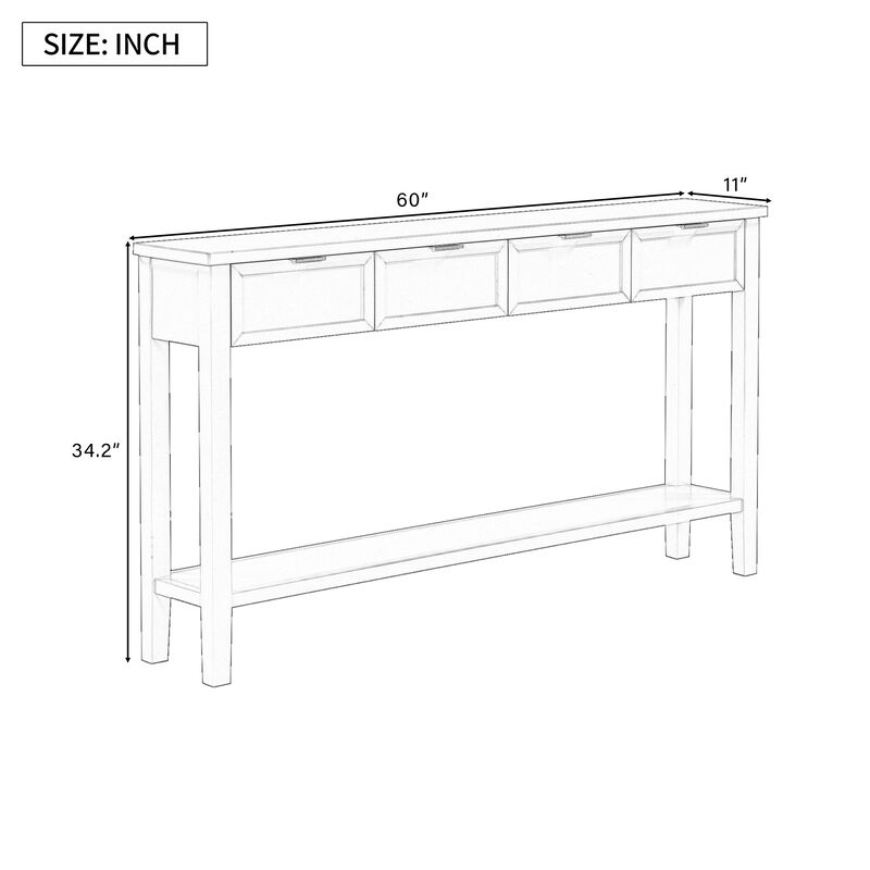 Merax Contemporary Entryway Console Table with 4 Drawers