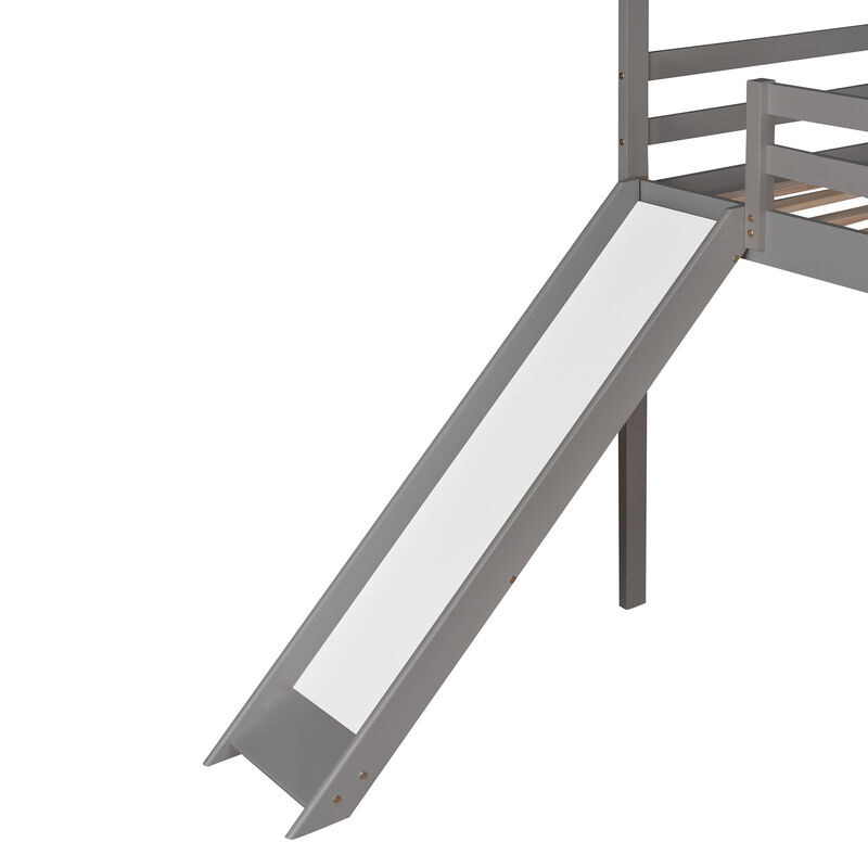 Merax Kids Children House Bed Loft Bed with Slide