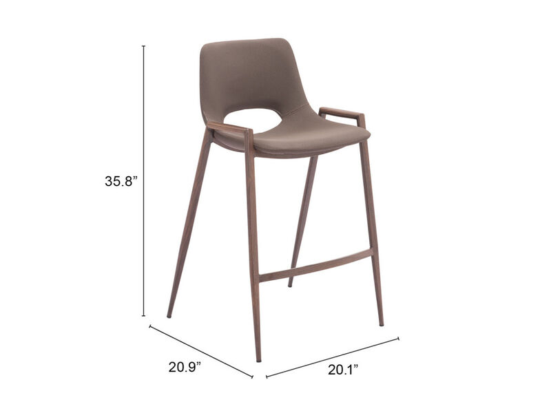 Desi Counter Stool (Set of 2) Brown & Walnut