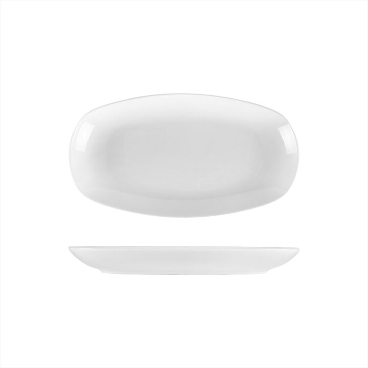 Porcelain Delta-Coupe 11.5" x 6.25" x h:1.25" Oval White Porcelain Platter