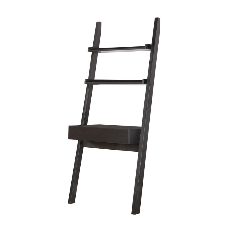 Freakish Ladder Desk With One Drawer, Cappuccino-Benzara