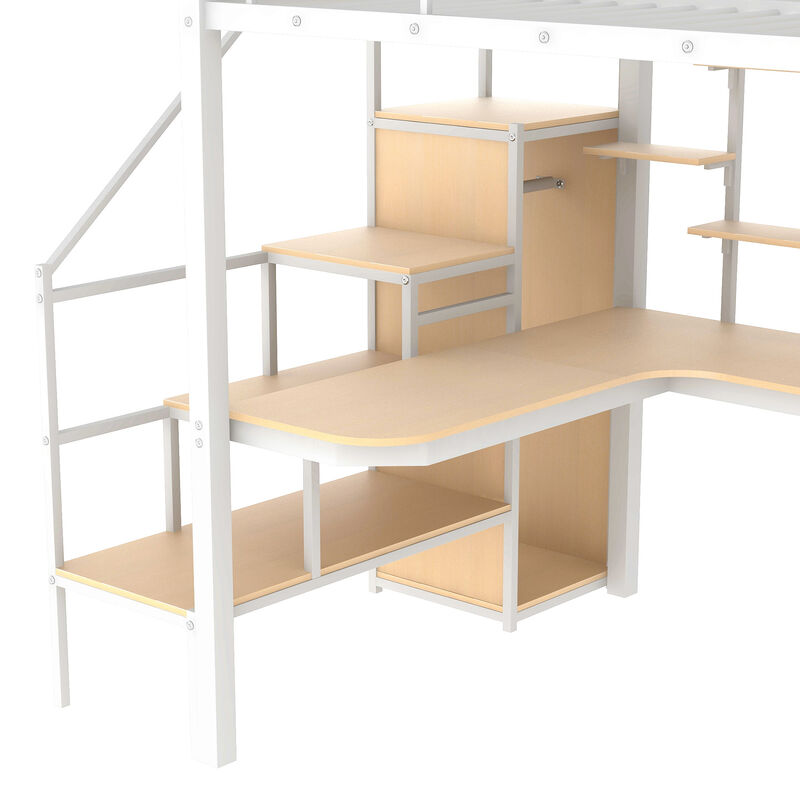Merax Metal Loft Bed with Storage Staircase