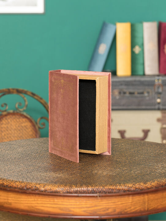 Decorative Vintage Book Shaped Trinket Storage Box - Red